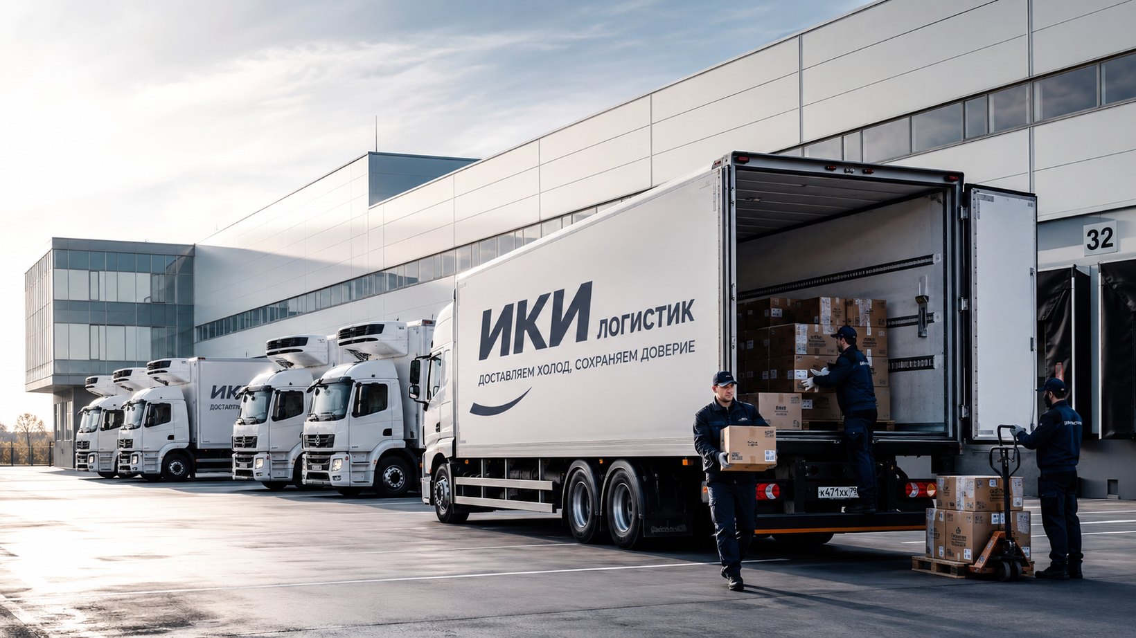 Рефрижератор ИКИ ЛОГИСТИК у складского комплекса